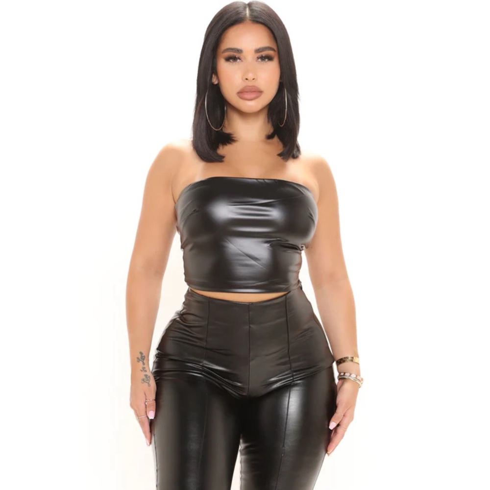 Fashion Nova Rule Breaker Faux Leather Tube Top Medium